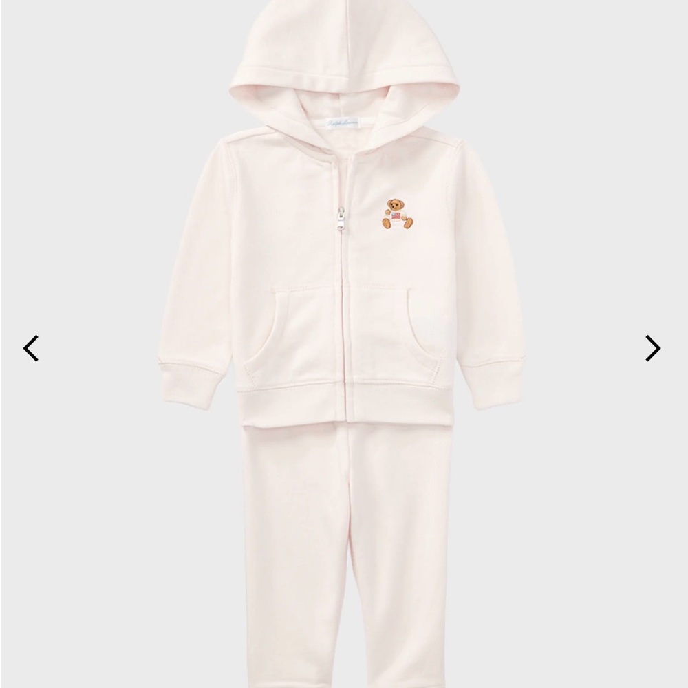 Pink Ralph Lauren Hoodie and Pants Set with Bear Patch